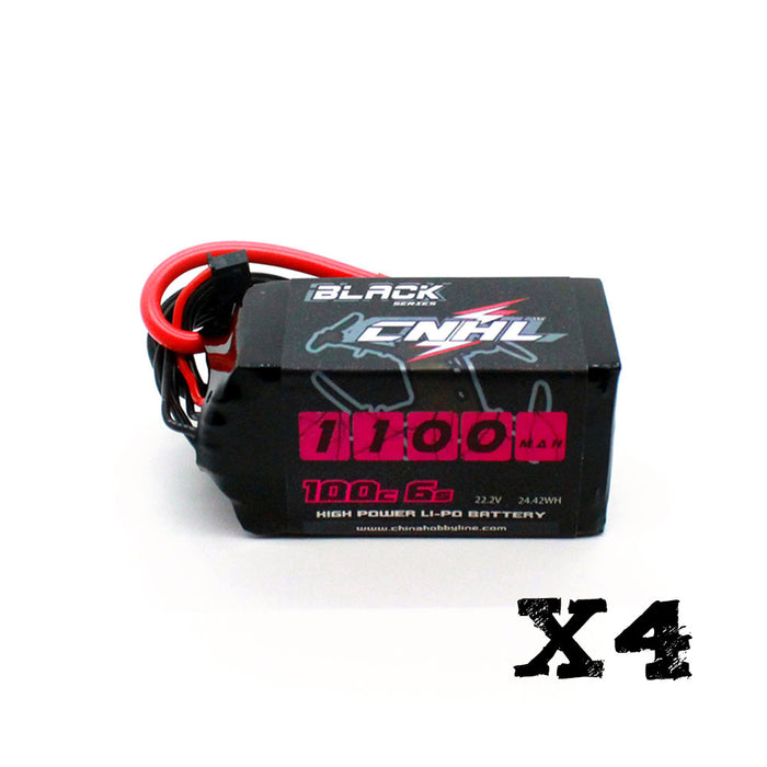 [Combo] 4 Packs CNHL Black Series 1100mAh 22.2V 6S 100C Lipo Battery with XT60 Plug-UK warehouse