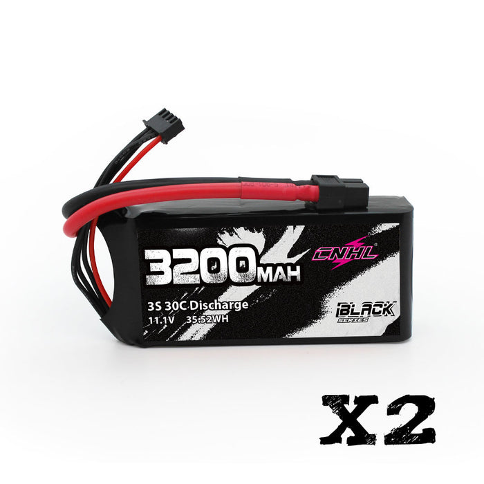 2 Packs CNHL Black Series 3200mAh 11.1V 30C 3S Shorty Lipo Battery with XT60 Plug-CA/UK Warehouse