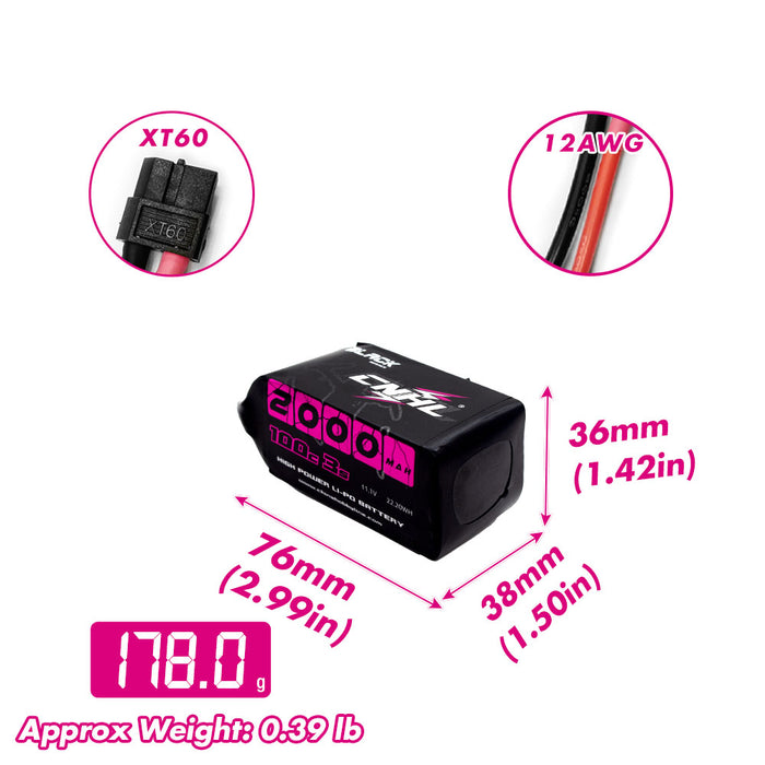 4 Packs CNHL Black Series 2000mAh 11.1V 3S 100C Lipo Battery with XT60 Plug - UK Warehouse