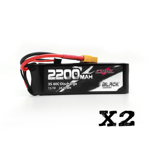 2 Packs CNHL Black Series 2200mAh 3S 11.1V 40C Lipo Battery with XT60 Plug