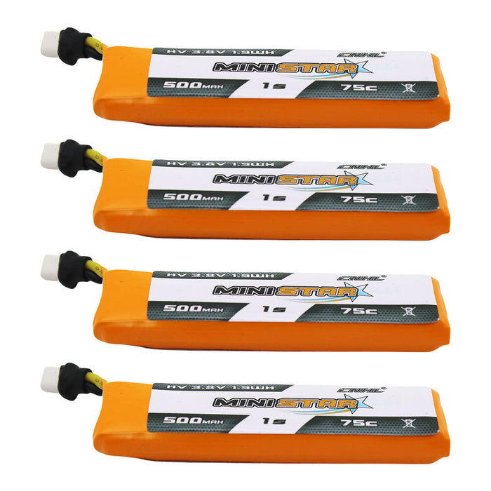 4 Packs CNHL MiniStar HV 500mAh 3.8V 1S 75C Lipo Battery with BT2.0 Plug
