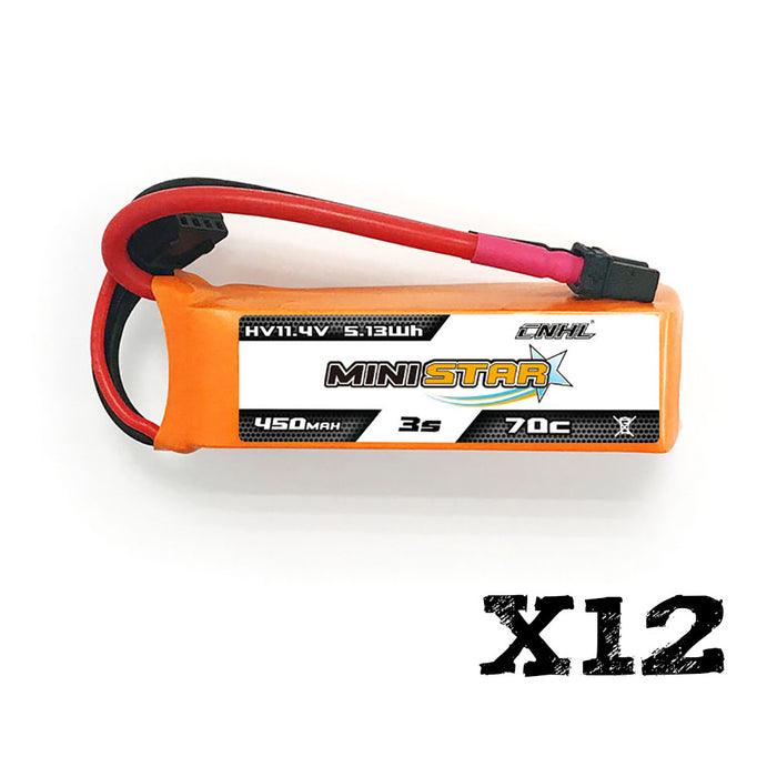 12 Packs CNHL LiHV MiniStar 450mAh 11.4V 3S 70C Lipo Battery With XT30U-UK Warehouse