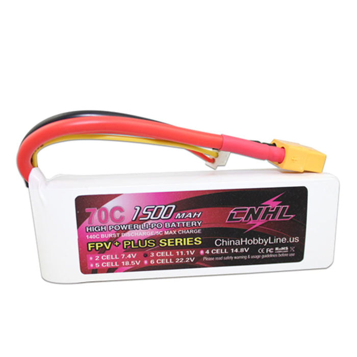CNHL G+Plus 1500mAh 11.1V 3S 70C Lipo Battery with XT60 Plug
