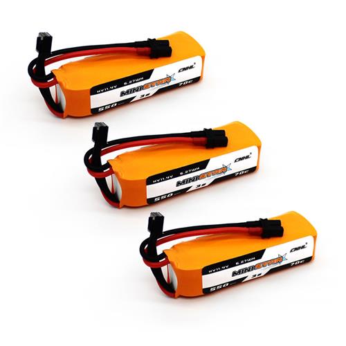 3 Packs CNHL MiniStar HV 550mAh 11.4v 3s 70c Lipo Battery With XT30U