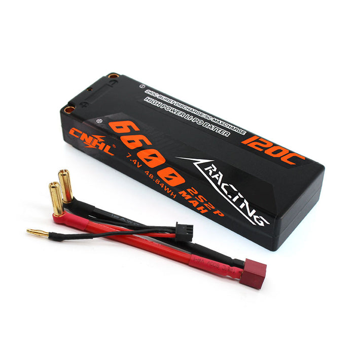[Combo] 2 Packs CNHL Racing Series 6600mAh 7.4V 2S 120C Hard Case Lipo Battery with T/Dean Plug - UK Warehouse