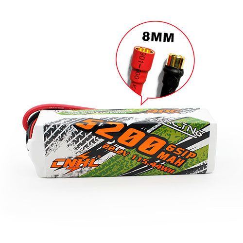CNHL Racing Series 5200mAh 22.2V 6S 90C Lipo Battery with 8.0mm Bullet Plug