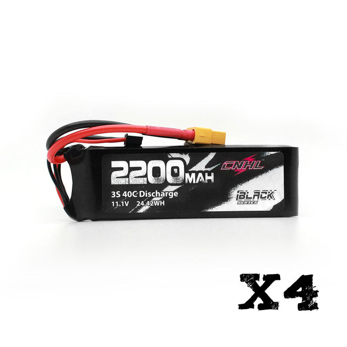 4 Packs CNHL Black Series 2200mAh 3S 11.1V 40C Lipo Battery with XT60 Plug - UK Warehouse