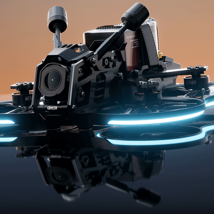 GEPRC Cinebot25 V2 O4 Pro 2.5 inch cinewhoop FPV drone with DJI O4 camera module shown in studio lighting