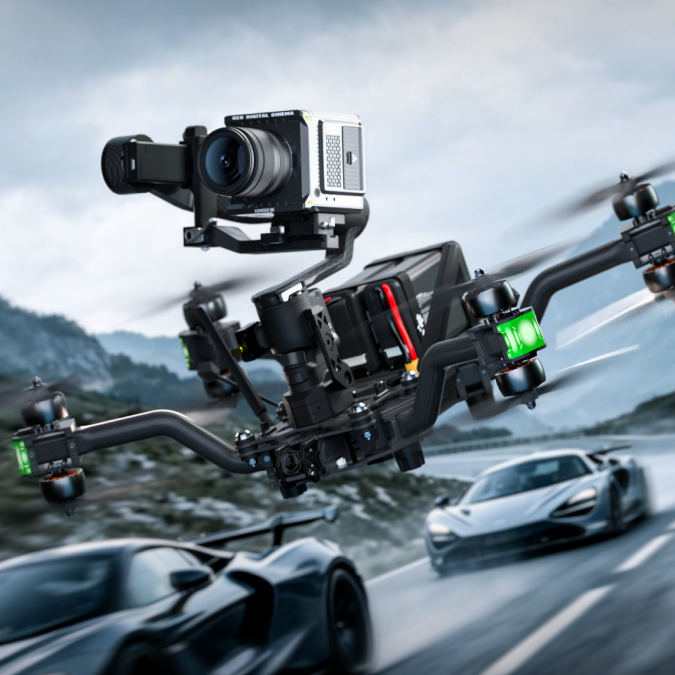 iFlight Taurus X8 Pro Max V2 8S HD cinelifter flying with cinema camera for high-speed aerial filming