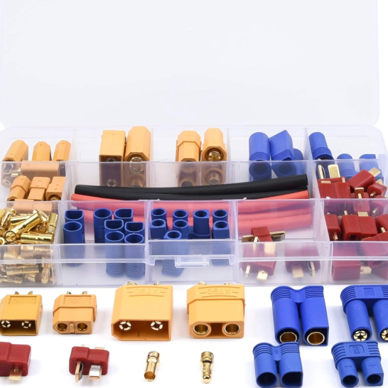rc battery connector types comparison kit with XT60 XT90 EC5 and Deans connectors for RC vehicles