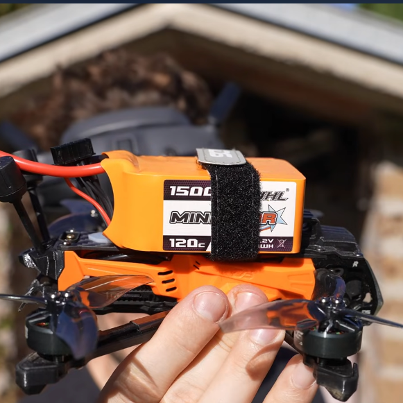 DeepSpace Seeker 35 DC Drone Analog with GPS review cover showing orange dead-cat 3.5 inch FPV quad