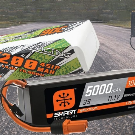 Two LiPo batteries with similar printed specs shown in a real-world speed test setup to illustrate why battery performance can still feel different
