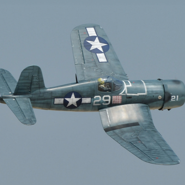 Phoenix Model F4U Corsair 85 inch giant-scale RC warbird in flight