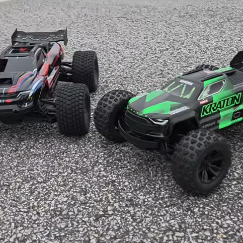 ARRMA Mini Kraton 3S BLX and Traxxas Mini XRT side-by-side size comparison