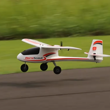 2026 HobbyZone AeroScout S 2 review showing the beginner RC trainer airplane taking off