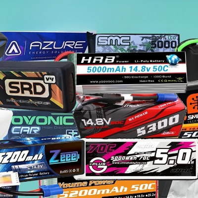 Comparison of popular 4S LiPo batteries from multiple brands, used for performance and C rating benchmark tests