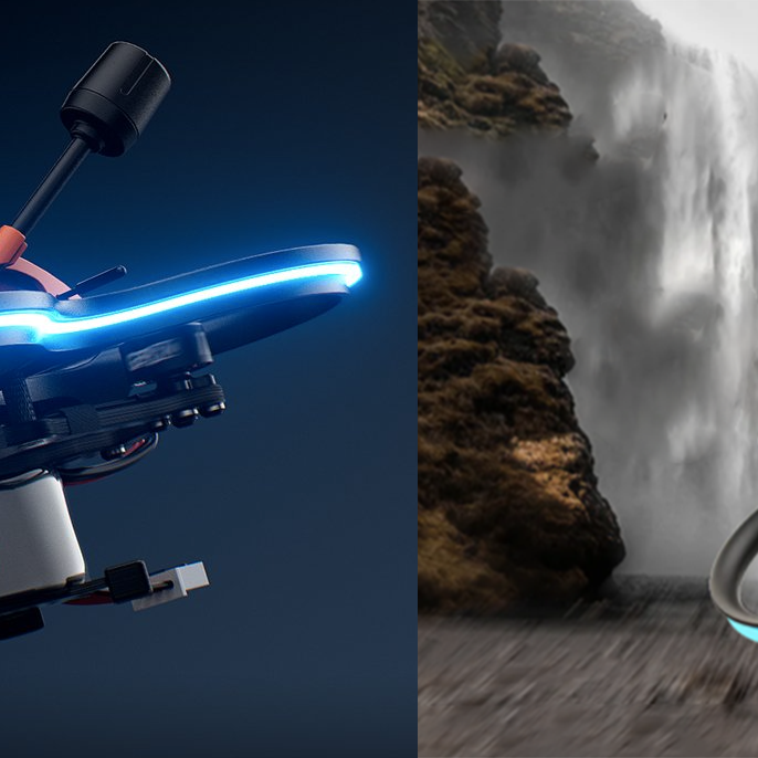 GEPRC DarkStar22 and BETAFPV Pavo20 Pro CineWhoop FPV drones side-by-side comparison for cinematic flying