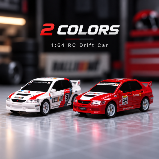 Red and white Wen Nan Feng Mitsubishi Evo IX 1:64 RC drift car color options