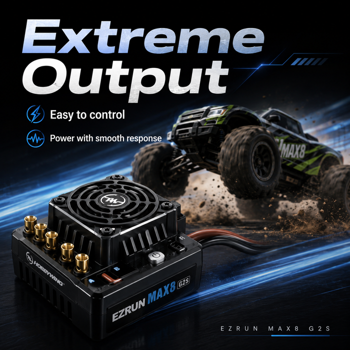 Hobbywing EZRUN MAX8 G2S 160A 3-6S Bluetooth Sensored ESC with XT90 for 1/8 RC Cars
