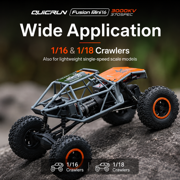 نظام Hobbywing QUICRUN Fusion Mini16 3000KV بتقنية FOC، يجمع بين وحدة تحكم إلكترونية للسرعة 30A ومحرك 2 في 1، للزواحف اللاسلكية بمقياسي 1/16 و1/18