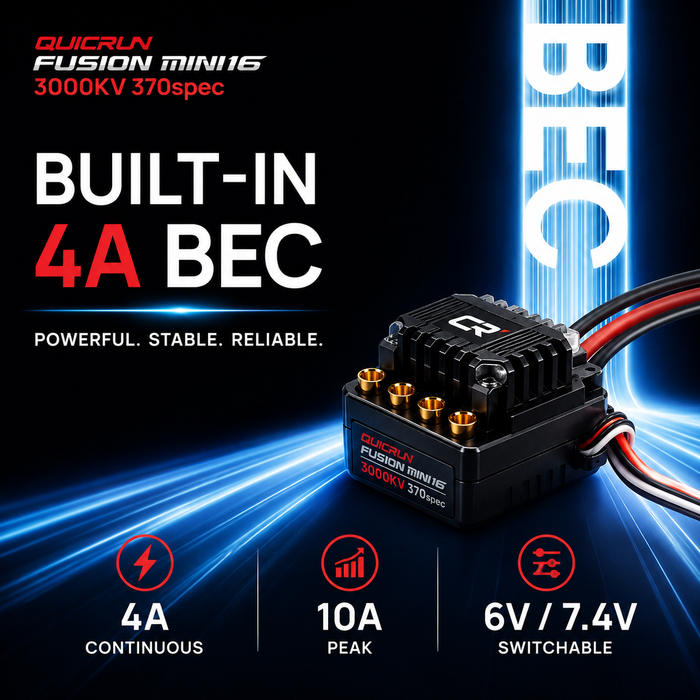 نظام Hobbywing QUICRUN Fusion Mini16 3000KV بتقنية FOC، يجمع بين وحدة تحكم إلكترونية للسرعة 30A ومحرك 2 في 1، للزواحف اللاسلكية بمقياسي 1/16 و1/18