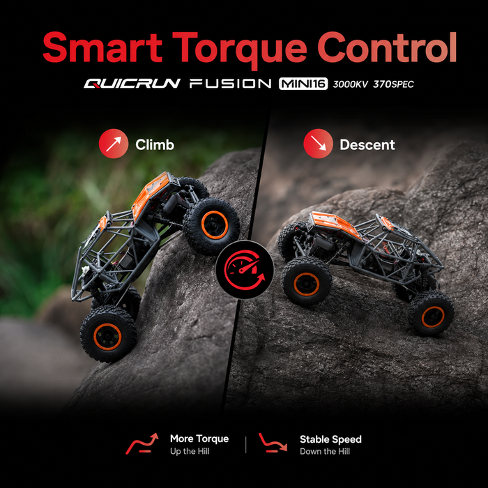 نظام Hobbywing QUICRUN Fusion Mini16 3000KV بتقنية FOC، يجمع بين وحدة تحكم إلكترونية للسرعة 30A ومحرك 2 في 1، للزواحف اللاسلكية بمقياسي 1/16 و1/18