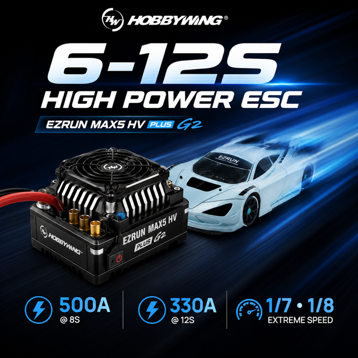 Hobbywing EZRUN MAX5 HV Plus G2 350A 6-12S Sensored Brushless ESC with AS150