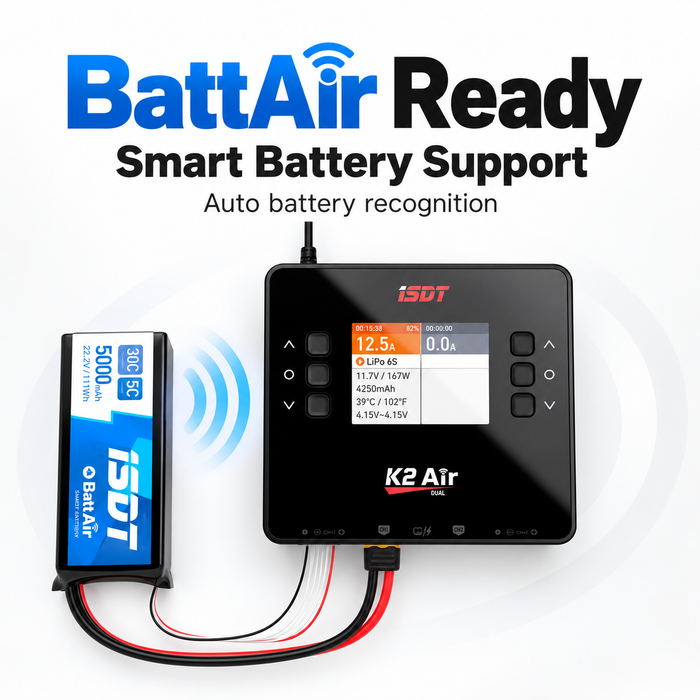 Chargeur LiPo ISDT K2 Air Bluetooth CA/CC double 6S - 200W CA / 500W×2 CC