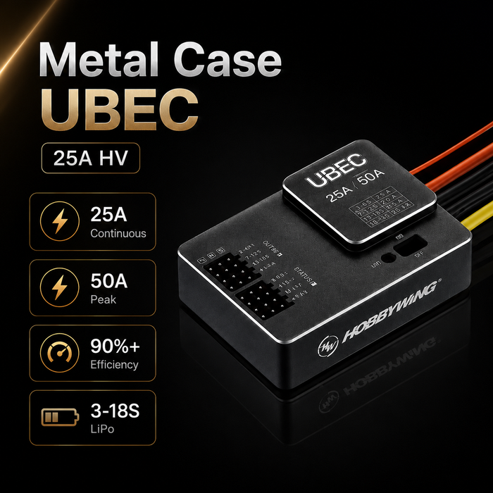 Hobbywing UBEC 25A HV 5.2V/6V/7.4V/8.4V External Switching BEC for 3-18S LiPo