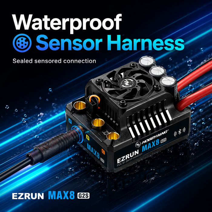 Hobbywing EZRUN MAX8 G2S 160A 3-6S Bluetooth Sensored ESC with XT90 for 1/8 RC Cars