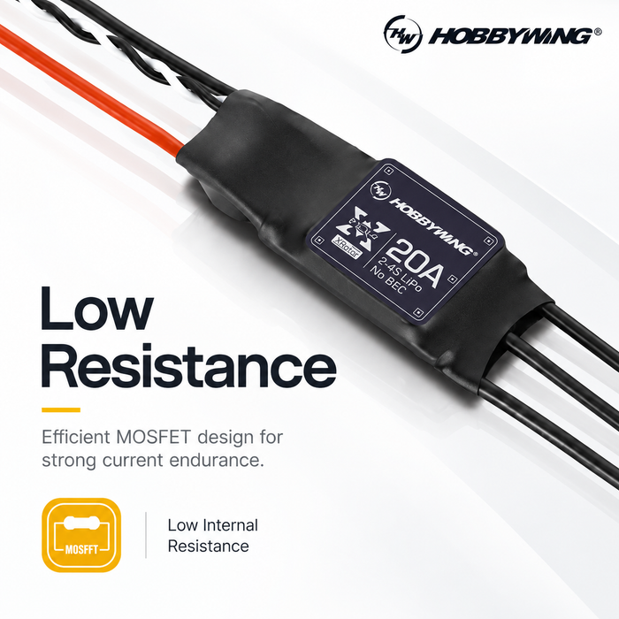 Hobbywing XRotor 20A 4S BLDC Multirotor ESC – 3-4S, 20A/30A