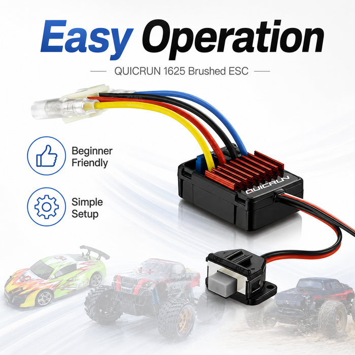 وحدة تحكم إلكترونية للمحرك بفرشاة Hobbywing QuicRun WP-1625 بقدرة 25 أمبير لسيارات التحكم عن بُعد بمقياسي 1/16 و1/18