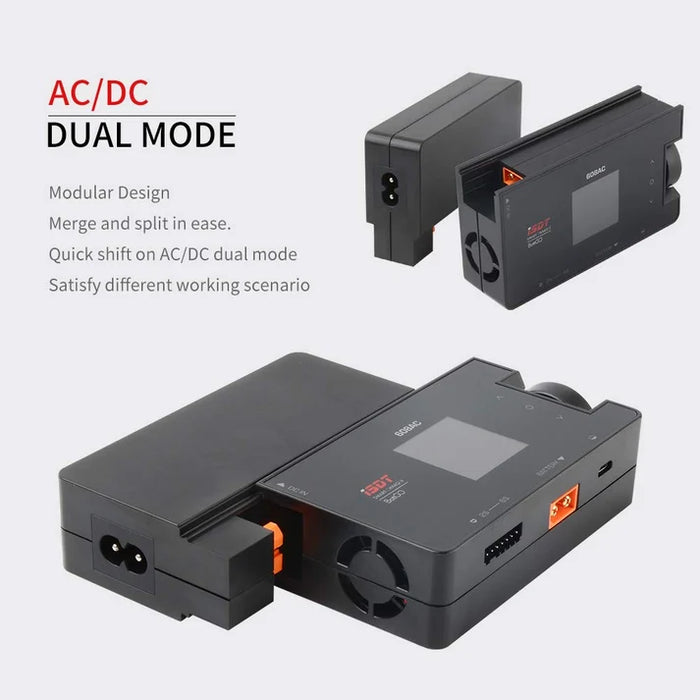 ISDT 608AC modular AC DC charger with detachable power supply for home and field charging