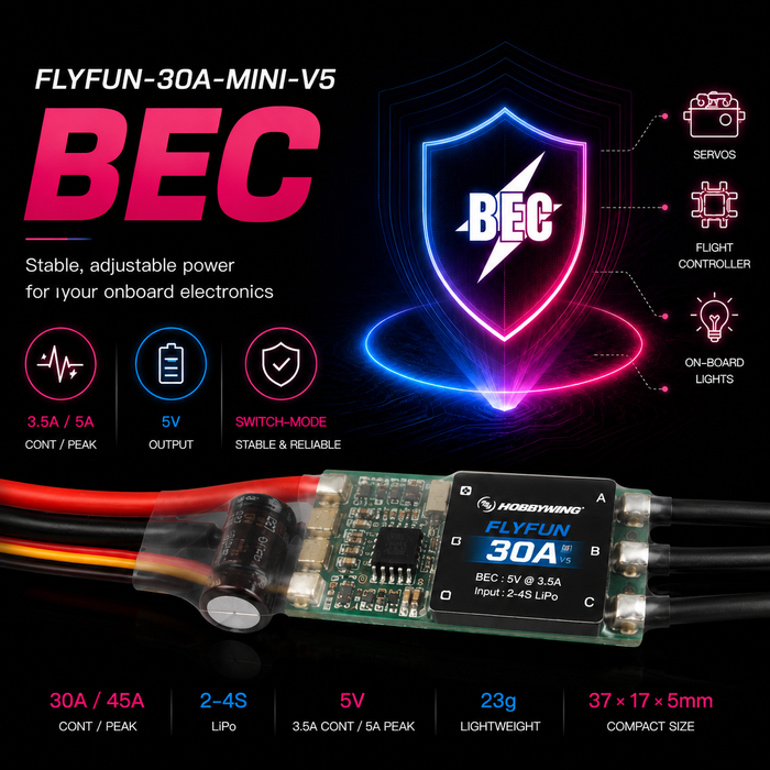 Hobbywing FlyFun 30A Mini V5 4S ESC for RC Aircraft
