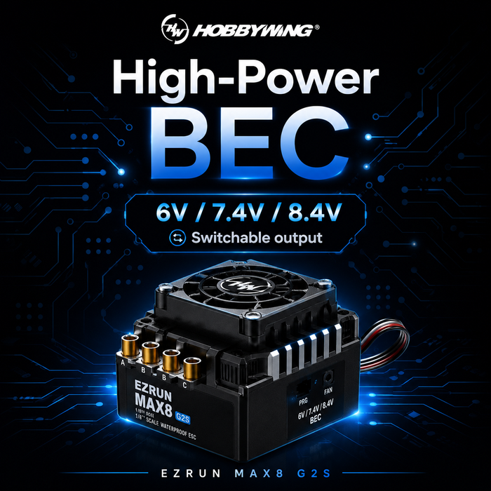 Hobbywing EZRUN MAX8 G2S 160A 3-6S Bluetooth Sensored ESC with XT90 for 1/8 RC Cars