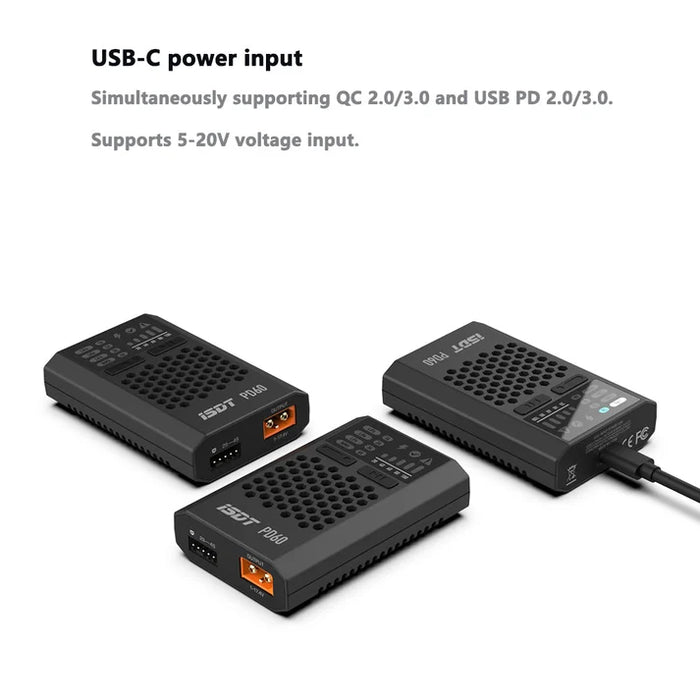 ISDT PD60 60W 6A USB-C LiPo-balanceoplader til 1-4S RC-batterier