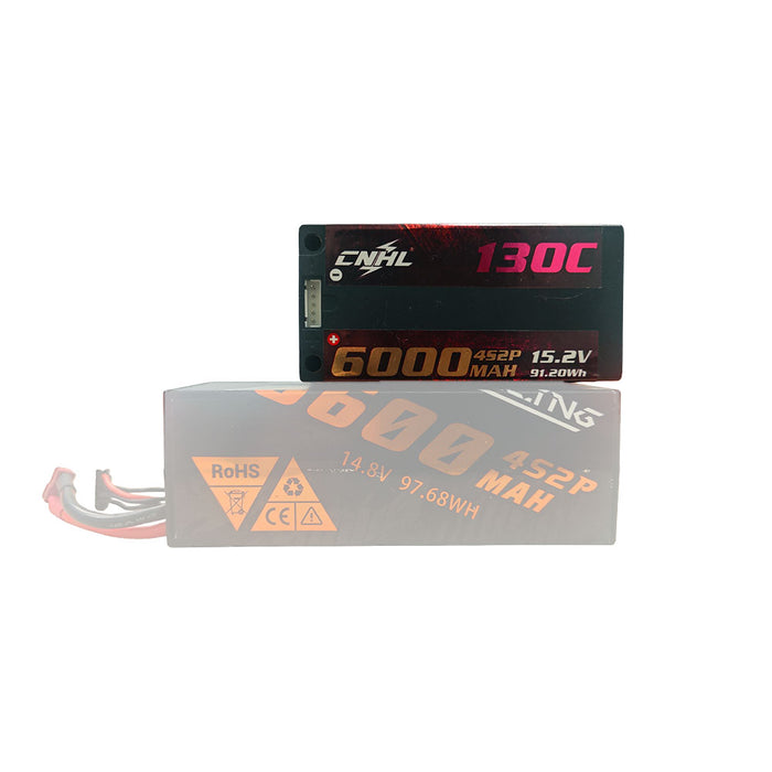 CNHL 6000mAh 4S shorty hardcase LiPo battery compared with a conventional full-length 4S hardcase battery