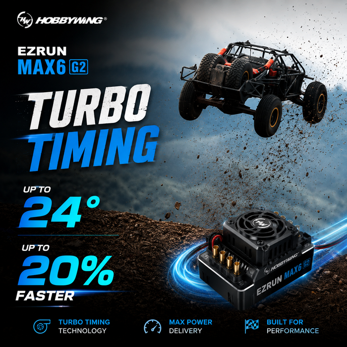 Hobbywing EZRUN MAX6 G2 200A 3-8S Sensored Brushless ESC for 1/6 & 1/7 RC Cars