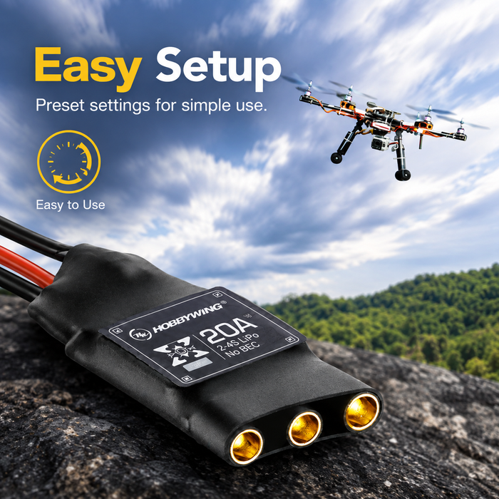 Hobbywing XRotor 20A 4S BLDC Multirotor ESC – 3-4S, 20A/30A