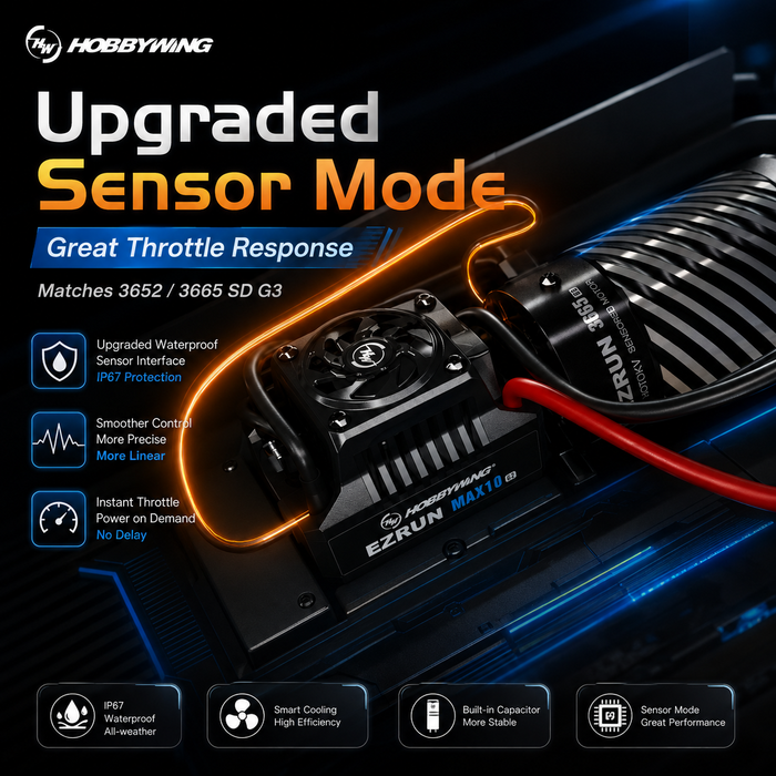 Hobbywing EZRun MAX10 G2 140A Waterproof Sensored Brushless ESC 2-4S