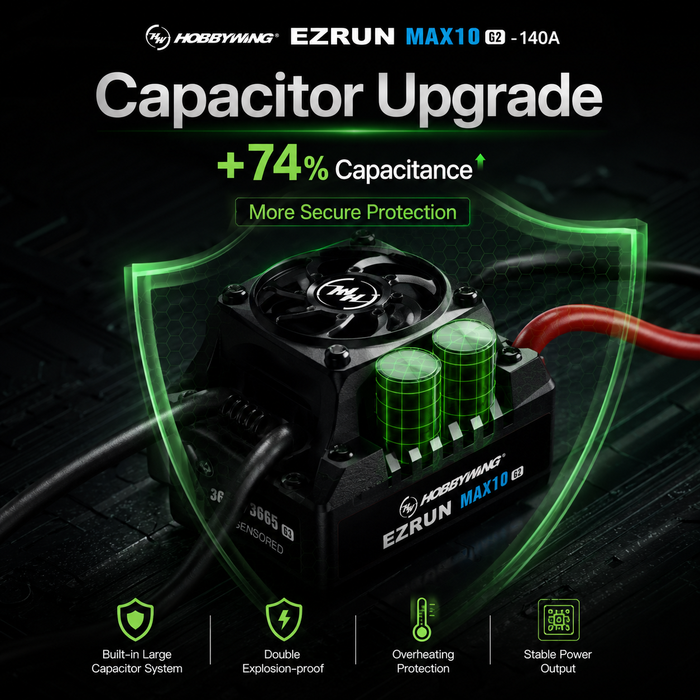 Hobbywing EZRun MAX10 G2 140A Waterproof Sensored Brushless ESC 2-4S