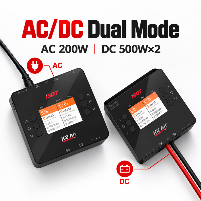 Chargeur LiPo ISDT K2 Air Bluetooth CA/CC double 6S - 200W CA / 500W×2 CC