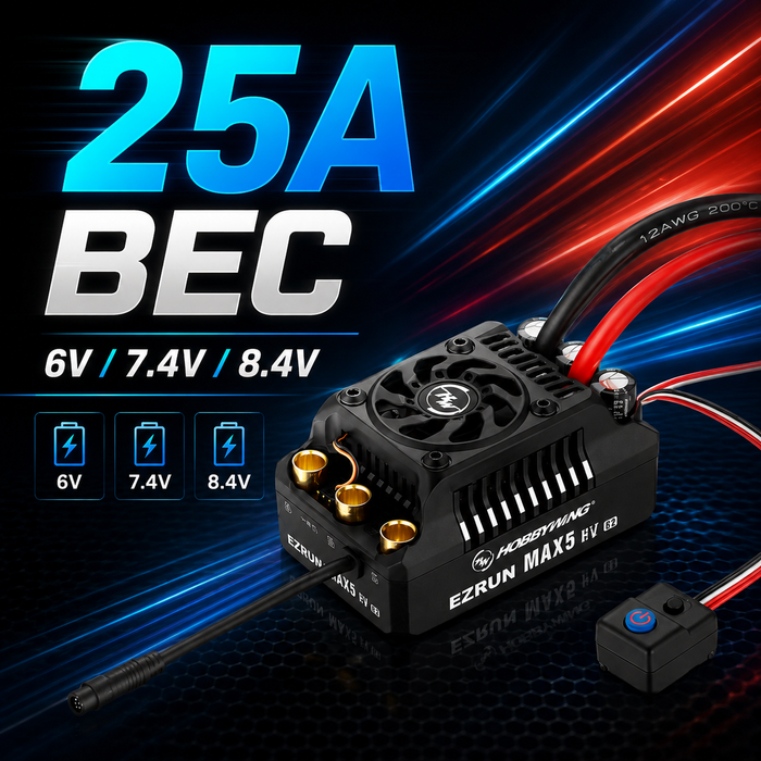 Hobbywing EZRUN MAX5 HV G2 250A 6-12S Waterproof Sensored Brushless ESC for 1/5 RC Cars