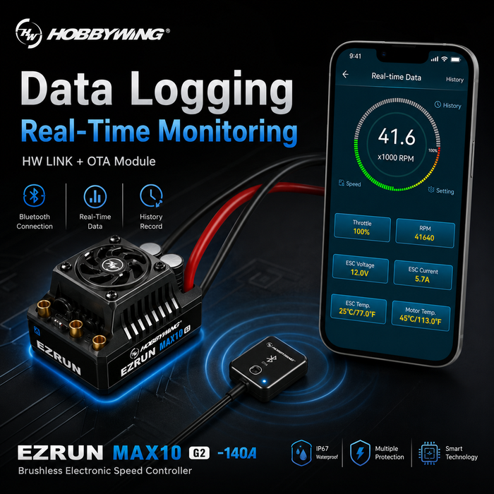 Hobbywing EZRun MAX10 G2 140A Waterproof Sensored Brushless ESC 2-4S