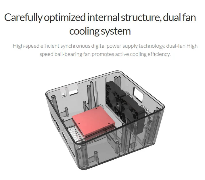 ISDT D2 Mark II internal structure with dual fan cooling system for stable charging performance