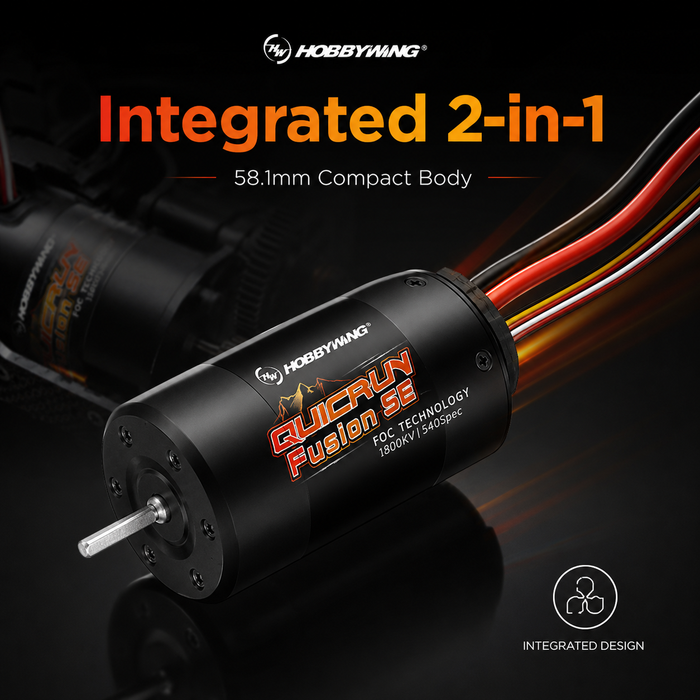 Hobbywing QUICRUN Fusion SE 1800KV FOC 2-in-1 40A ESC & Motor System for 1/10 RC Crawlers