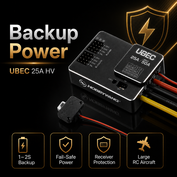 Hobbywing UBEC 25A HV 5.2V/6V/7.4V/8.4V External Switching BEC for 3-18S LiPo