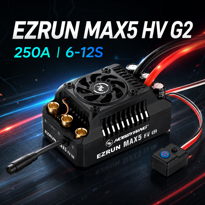 Hobbywing EZRUN MAX5 HV G2 250A 6-12S Waterproof Sensored Brushless ESC for 1/5 RC Cars