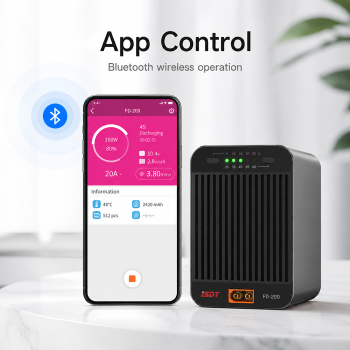 ISDT FD-200 Bluetooth smart discharger with isd GO app control for 2-8S batteries