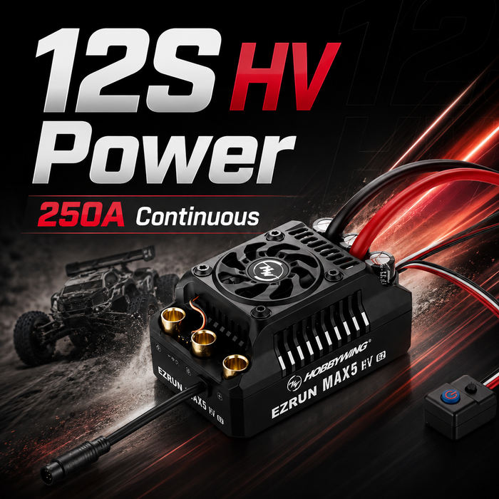 Hobbywing EZRUN MAX5 HV G2 250A 6-12S Waterproof Sensored Brushless ESC for 1/5 RC Cars